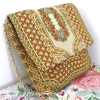 （画像用） ヴィンテージバッグ 伊製パンジー・スミレの花