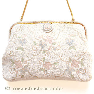 （画像用） ヴィンテージ　バッグ 仏製ビーズ総刺繍お花