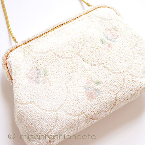 （画像用） ヴィンテージ　バッグ 仏製ビーズ総刺繍お花